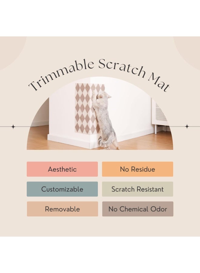 Arabest Anti-Scratch Cat Mat, Set of 2 – 50CM*80CM,  Trimmable Self-Adhesive Upholstery Pads for Furniture, Carpet, Cat Trees, Shelves, Climbing Walls & Couch Protection (Brown Diamond) - Image 2